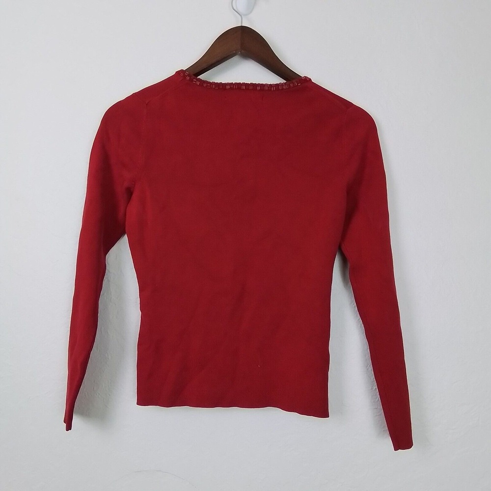 Y2k Petite Sophisticate Silk Blend Sweater SP Beaded Red‎ Long Sleeve Classic - Picture 8 of 12